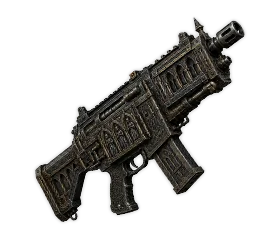 Saint-Breaker Cannon: a squat gothic cannon with arched iron plating